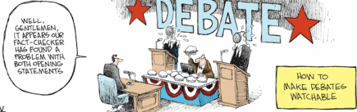 How to make the Presidential debates more watchable - toss a pie in their face every time they lie