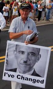 America Obama has changed - Obama with a Hitler mustache